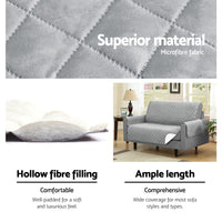 Thumbnail for Artiss Sofa Cover Quilted Couch Covers Lounge Protector Slipcovers 3 Seater Grey