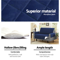 Thumbnail for Artiss Sofa Cover Quilted Couch Covers Lounge Protector Slipcovers 3 Seater Navy