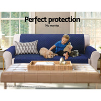 Thumbnail for Artiss Sofa Cover Quilted Couch Covers Lounge Protector Slipcovers 3 Seater Navy