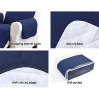 Thumbnail for Artiss Sofa Cover Quilted Couch Covers Lounge Protector Slipcovers 3 Seater Navy