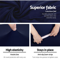 Thumbnail for Artiss Sofa Cover Elastic Stretchable Couch Covers Navy 3 Seater