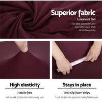 Thumbnail for Artiss Sofa Cover Elastic Stretchable Couch Covers Burgundy 3 Seater