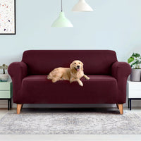 Thumbnail for Artiss Sofa Cover Elastic Stretchable Couch Covers Burgundy 3 Seater