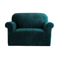 Thumbnail for Artiss Velvet Sofa Cover Plush Couch Cover Lounge Slipcover 1 Seater Agate Green