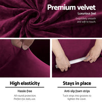 Thumbnail for Artiss Velvet Sofa Cover Plush Couch Cover Lounge Slipcover 1 Seater Ruby Red