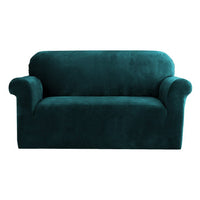 Thumbnail for Artiss Velvet Sofa Cover Plush Couch Cover Lounge Slipcover 2 Seater Agate Green