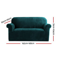 Thumbnail for Artiss Velvet Sofa Cover Plush Couch Cover Lounge Slipcover 2 Seater Agate Green