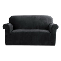 Thumbnail for Artiss Velvet Sofa Cover Plush Couch Cover Lounge Slipcover 2 Seater Black