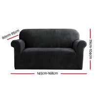 Thumbnail for Artiss Velvet Sofa Cover Plush Couch Cover Lounge Slipcover 2 Seater Black