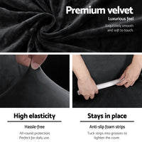 Thumbnail for Artiss Velvet Sofa Cover Plush Couch Cover Lounge Slipcover 2 Seater Black