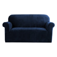 Thumbnail for Artiss Velvet Sofa Cover Plush Couch Cover Lounge Slipcover 2 Seater Sapphire