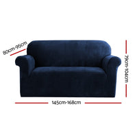 Thumbnail for Artiss Velvet Sofa Cover Plush Couch Cover Lounge Slipcover 2 Seater Sapphire