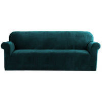 Thumbnail for Artiss Velvet Sofa Cover Plush Couch Cover Lounge Slipcover 4 Seater Agate Green