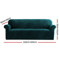 Thumbnail for Artiss Velvet Sofa Cover Plush Couch Cover Lounge Slipcover 4 Seater Agate Green