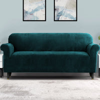 Thumbnail for Artiss Velvet Sofa Cover Plush Couch Cover Lounge Slipcover 4 Seater Agate Green