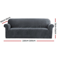 Thumbnail for Artiss Velvet Sofa Cover Plush Couch Cover Lounge Slipcover 4 Seater Grey