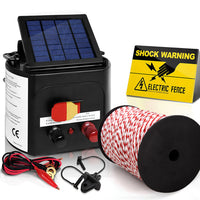 Thumbnail for Giantz Electric Fence Energiser 3km Solar Powered Energizer Charger + 500m Tape