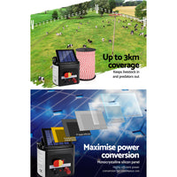 Thumbnail for Giantz Electric Fence Energiser 3km Solar Powered Energizer Charger + 500m Tape