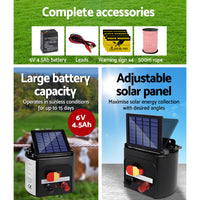 Thumbnail for Giantz Electric Fence Energiser 3km Solar Powered Energizer Charger + 500m Tape