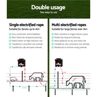 Thumbnail for Giantz Electric Fence Energiser 5km Solar Powered Charger + 500m Rope