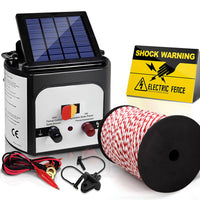 Thumbnail for Giantz Electric Fence Energiser 8km Solar Powered Charger + 500m Polytape Rope