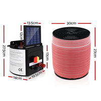 Thumbnail for Giantz Electric Fence Energiser 3km Solar Powered Energizer Set + 1200m Tape