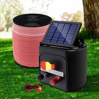 Thumbnail for Giantz Electric Fence Energiser 3km Solar Powered Energizer Set + 1200m Tape