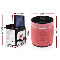 Thumbnail for Giantz Electric Fence Energiser 8km Solar Powered Energizer Charger + 1200m Tape