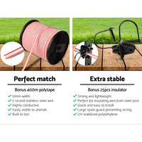 Thumbnail for Giantz 5km Solar Electric Fence Energiser Charger with 400M Tape and 25pcs Insulators