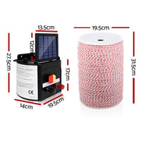 Thumbnail for Giantz 3KM Solar Electric Fence Energiser Energizer 0.1J + 2000M Poly Fencing Wire Tape