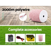 Thumbnail for Giantz 3KM Solar Electric Fence Energiser Energizer 0.1J + 2000M Poly Fencing Wire Tape