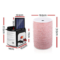 Thumbnail for Giantz 8KM Solar Electric Fence Energiser Energizer 0.3J + 2000M Poly Fencing Wire Tape