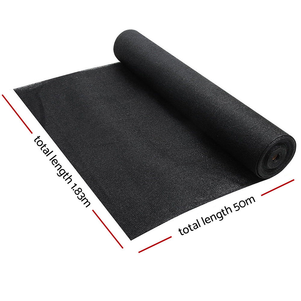 Instahut 50% UV Sun Shade Cloth Shadecloth Sail Roll Mesh Garden Outdoor 1.83x50m Black