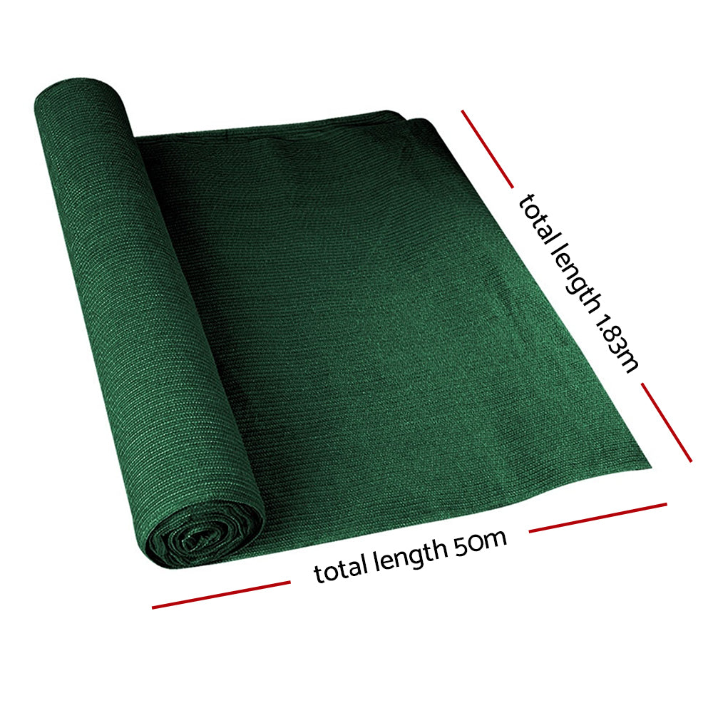 Instahut Sun Shade Cloth Shadecloth Sail Roll Mesh Outdoor 50% UV 1.83x50m Green