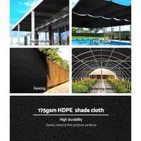 Thumbnail for Instahut 70% UV Sun Shade Cloth Shadecloth Sail Roll Mesh Garden Outdoor 1.83x50m Black