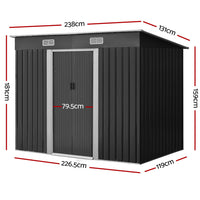 Thumbnail for Giantz Garden Shed 2.38x1.31M Sheds Outdoor Storage Tool Metal Workshop Shelter Sliding Door