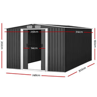 Thumbnail for Giantz Garden Shed 2.58x3.14M w/Metal Base Sheds Outdoor Storage Workshop Shelter Sliding Door