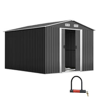 Thumbnail for Giantz Garden Shed 2.6x3.9M w/Metal Base Sheds Outdoor Storage Workshop Tool Shelter Sliding Door