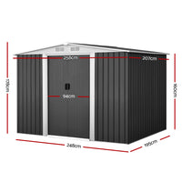 Thumbnail for Giantz Garden Shed 2.58x2.07M Sheds Outdoor Storage Workshop Metal Shelter Sliding Door