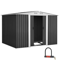 Thumbnail for Giantz Garden Shed 2.58x2.07M w/Metal Base Sheds Outdoor Storage Double Door Tool