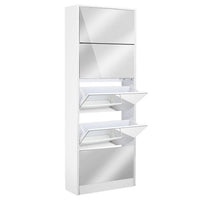 Thumbnail for Artiss 5 Drawer Mirrored Wooden Shoe Cabinet - White