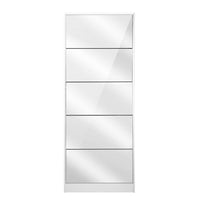 Thumbnail for Artiss 5 Drawer Mirrored Wooden Shoe Cabinet - White