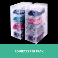 Thumbnail for Artiss Set of 20 Clear Shoe Box Foldable Transparent Shoe Storage Stackable Case