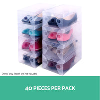 Thumbnail for Artiss Set of 40 Clear Shoe Box Transparent Foldable Shoe Storage Stackable Case