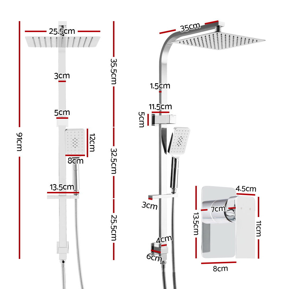 Cefito WELS 10'' Rain Shower Head Mixer Square Handheld High Pressure Wall Chrome