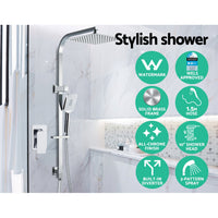 Thumbnail for Cefito WELS 10'' Rain Shower Head Mixer Square Handheld High Pressure Wall Chrome