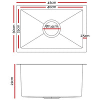 Thumbnail for Cefito 30cm x 45cm Stainless Steel Kitchen Sink Under/Top/Flush Mount Silver