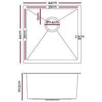 Thumbnail for Cefito 44cm x 44cm Stainless Steel Kitchen Sink Under/Top/Flush Mount Silver