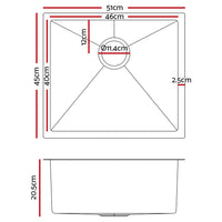 Thumbnail for Cefito 51cm x 45cm Stainless Steel Kitchen Sink Under/Top/Flush Mount Silver