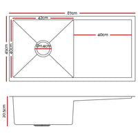 Thumbnail for Cefito 87cm x 45cm Stainless Steel Kitchen Sink Under/Top/Flush Mount Silver